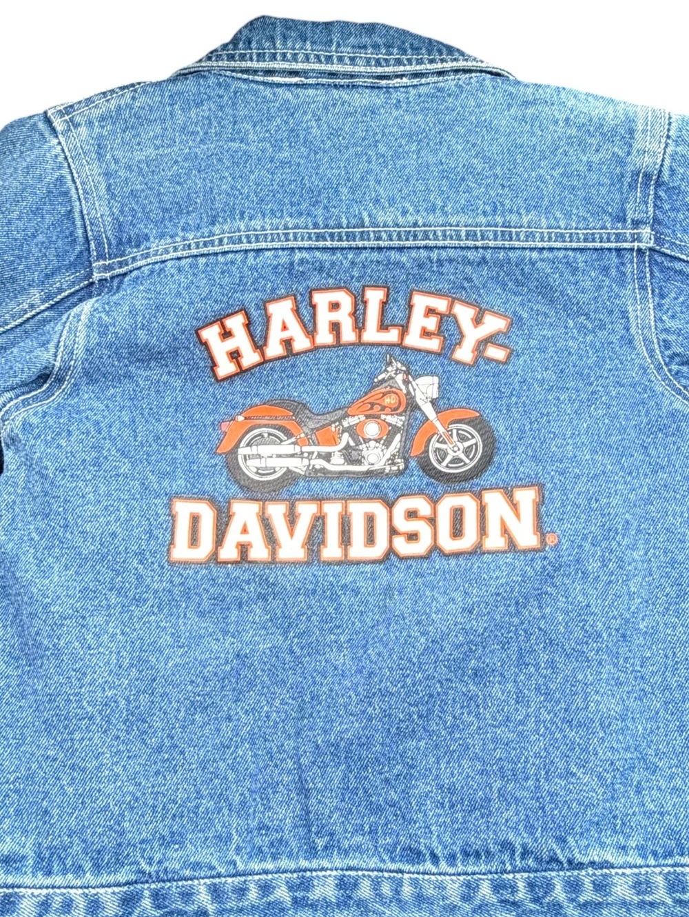Harley-Davidson 🩵 Kids Denim Jacket Size 6/7 with Logo Patch - Picture 2 of 10